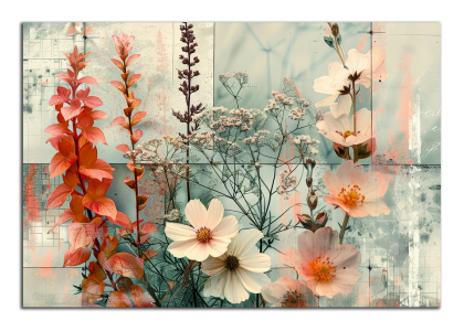 Červená květinová koláž