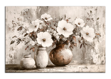 Bílé květy ve vázách