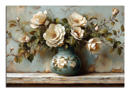 Modrá váza s květy