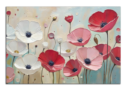 Bílé, růžové a červené květy