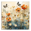 Obraz na plátně Kvítí a motýli