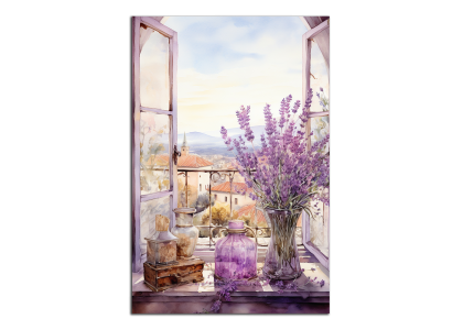 Okno s levandulí