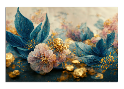 Květinová abstrakce se zlatem