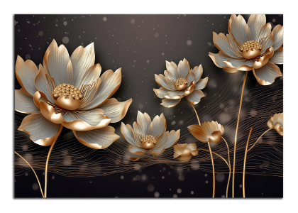 Abstrakce se zlatými květy