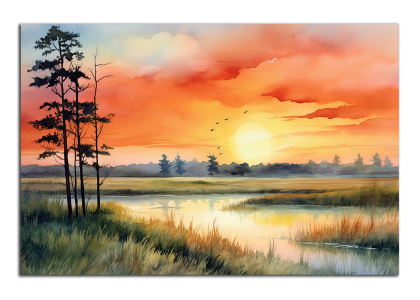 Krajina se západem slunce