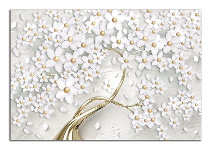 Zlatý strom s bílými květy