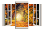 Obraz na plátně Okno do podzimního lesa