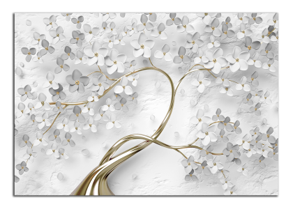 Zlatý strom s bílými květy